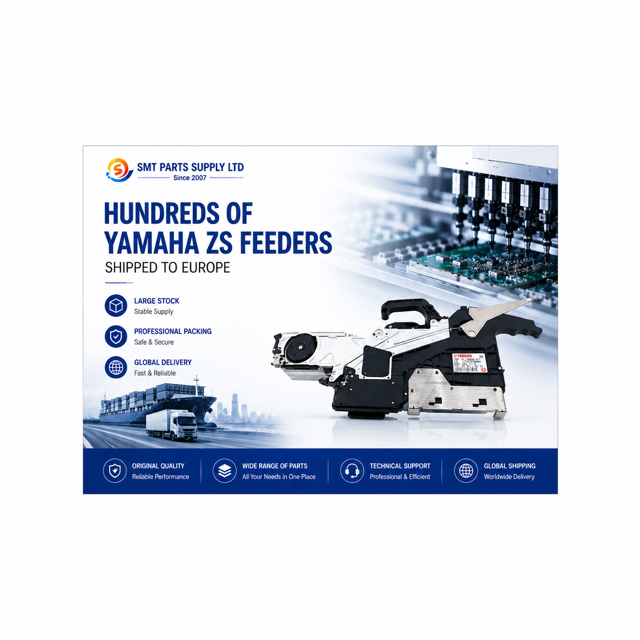 Laatste bedrijfsblogs Honderden YAMAHA ZS Feeders verzonden naar Europa door SMT PARTS SUPPLY LTD